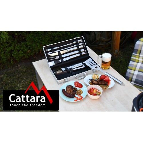Zestaw przyborów do grilla Cattara – 18 szt., aluminiowa walizka