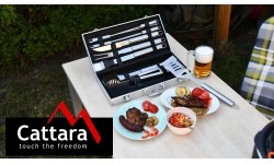 Zestaw przyborów do grilla Cattara – 18 szt., aluminiowa walizka