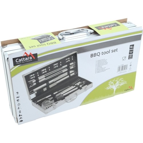 Zestaw przyborów do grilla Cattara – 18 szt., aluminiowa walizka