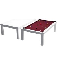 Stół bilardowy / stół do jadalni, Rasson Penelope II, błyszcząca biel z pokrowcem na stół, 7 stóp, obrus klubowy żół