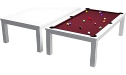 Stół bilardowy / stół do jadalni, Rasson Penelope II, błyszcząca biel z pokrowcem na stół, 7 stóp, obrus klubowy żół