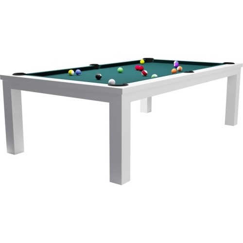 Stół bilardowy / stół do jadalni, Rasson Penelope II, błyszcząca biel z pokrowcem na stół, 7 stóp, obrus klubowy żół