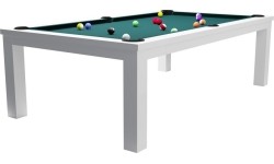 Stół bilardowy / stół do jadalni, Rasson Penelope II, błyszcząca biel z pokrowcem na stół, 7 stóp, obrus klubowy żół