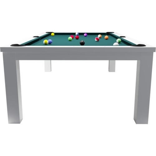 Stół bilardowy / stół do jadalni, Rasson Penelope II, błyszcząca biel z pokrowcem na stół, 7 stóp, obrus klubowy żół