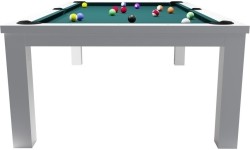 Stół bilardowy / stół do jadalni, Rasson Penelope II, błyszcząca biel z pokrowcem na stół, 7 stóp, obrus klubowy żół