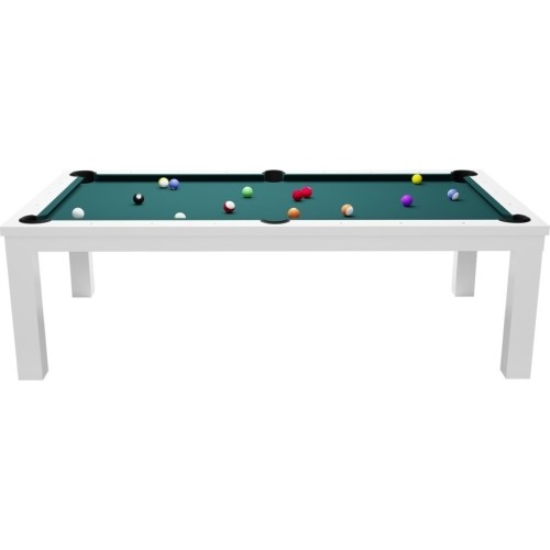 Stół bilardowy / stół do jadalni, Rasson Penelope II, błyszcząca biel z pokrowcem na stół, 7 stóp, obrus klubowy żół