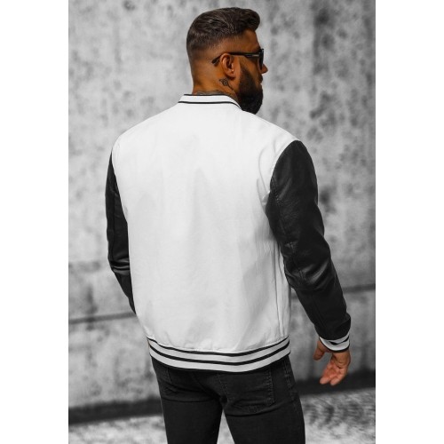 Skórzana kurtka męska J.Style Black White 11Z8068