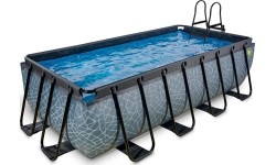 EXIT Basen kamienny 400x200 cm z pompą z filtrem piaskowym - szary Basen stelażowy prostokątny 7020 L