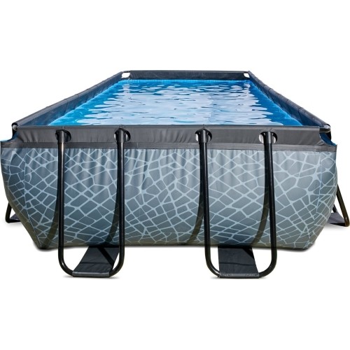 EXIT Basen kamienny 400x200 cm z pompą z filtrem piaskowym - szary Basen stelażowy prostokątny 7020 L