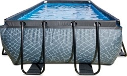 EXIT Basen kamienny 400x200 cm z pompą z filtrem piaskowym - szary Basen stelażowy prostokątny 7020 L