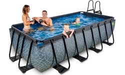 EXIT Basen kamienny 400x200 cm z pompą z filtrem piaskowym - szary Basen stelażowy prostokątny 7020 L