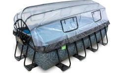 EXIT Basen kamienny 400x200 cm z kopułą i pompą z filtrem piaskowym - szary Basen stelażowy prostokątny 7020 L