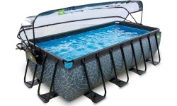 EXIT Basen kamienny 400x200 cm z kopułą i pompą z filtrem piaskowym - szary Basen stelażowy prostokątny 7020 L