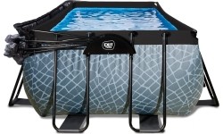 EXIT Basen kamienny 400x200 cm z kopułą i pompą z filtrem piaskowym - szary Basen stelażowy prostokątny 7020 L