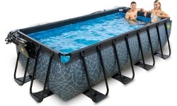 EXIT Basen kamienny 400x200 cm z kopułą i pompą z filtrem piaskowym - szary Basen stelażowy prostokątny 7020 L