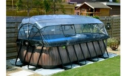 EXIT Basen kamienny 400x200 cm z kopułą i pompą z filtrem piaskowym - szary Basen stelażowy prostokątny 7020 L