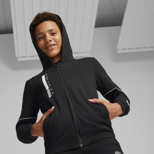 Puma Active Sports Full-Zip Hoodie bluza dla młodzieży czarna 670075 01
