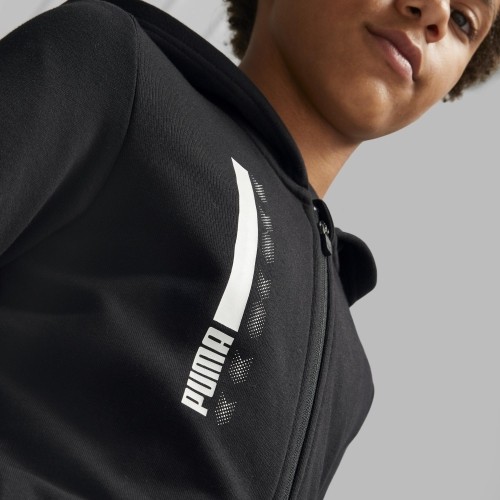 Puma Active Sports Full-Zip Hoodie bluza dla młodzieży czarna 670075 01