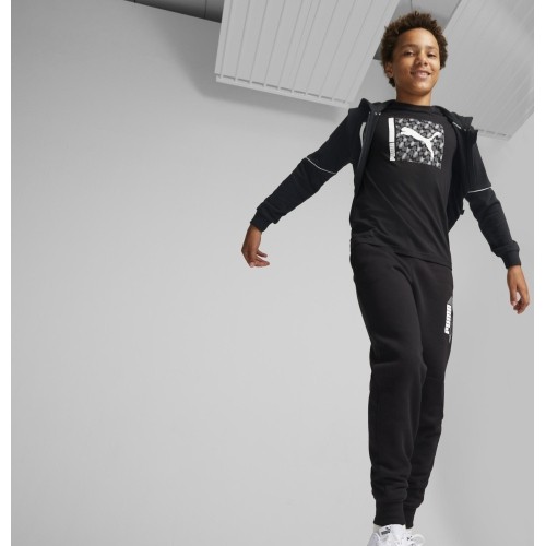 Puma Active Sports Full-Zip Hoodie bluza dla młodzieży czarna 670075 01