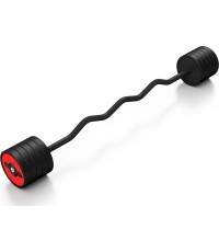 Sztanga gumowana łamana 45 kg czerwony połysk - Marbo Sport