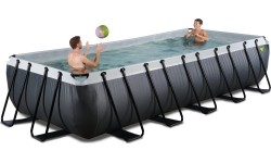 EXIT Black Leather basen 540x250x100cm z pompą filtrującą piasek - czarny