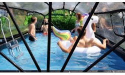 EXIT Czarny basen skórzany 540x250x100cm z pompą filtrem piaskowym i kopułą oraz pompą ciepła - czarny