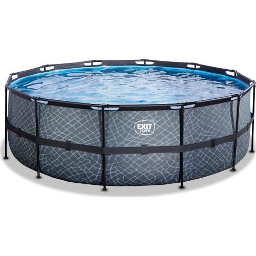 EXIT Stone pool ø427x122cm with filter pump and ladder - grey