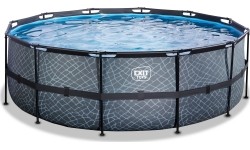 EXIT Stone pool ø427x122cm with filter pump and ladder - grey