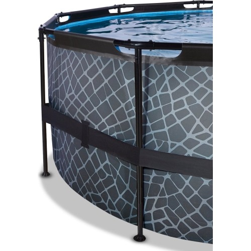 EXIT Stone pool ø427x122cm with filter pump and ladder - grey