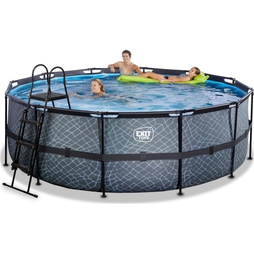 EXIT Stone pool ø427x122cm with filter pump and ladder - grey