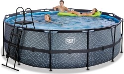 EXIT Stone pool ø427x122cm with filter pump and ladder - grey