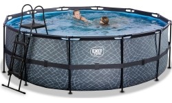 EXIT Stone pool ø427x122cm with filter pump and ladder - grey