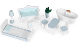 Domek dla lalek Alice 3 piętra 4 pomieszczenia komplet 9 mebelków ECOTOYS