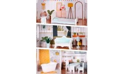 Domek dla lalek Alice 3 piętra 4 pomieszczenia komplet 9 mebelków ECOTOYS