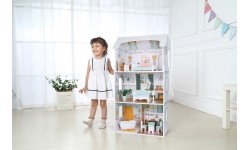 Domek dla lalek Alice 3 piętra 4 pomieszczenia komplet 9 mebelków ECOTOYS