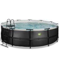 Basen EXIT Black Leather ø488x122 cm z pompą z filtrem piaskowym, czarny