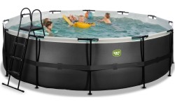 EXIT Black Leather basen ø488x122cm z pompą z filtrem piaskowym - czarny