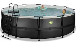 EXIT Black Leather basen ø488x122cm z pompą z filtrem piaskowym - czarny