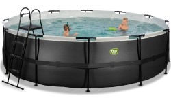 EXIT Black Leather basen ø488x122cm z pompą z filtrem piaskowym - czarny