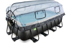 EXIT Black Leather basen 400x200x100cm z pompą filtrem piaskowym i kopułą - czarny