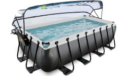 EXIT Black Leather basen 400x200x100cm z pompą filtrem piaskowym i kopułą - czarny