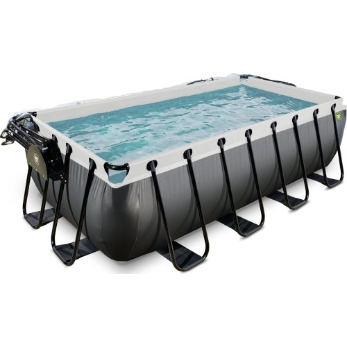 EXIT Black Leather basen 400x200x100cm z pompą filtrem piaskowym i kopułą - czarny