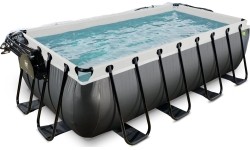 EXIT Black Leather basen 400x200x100cm z pompą filtrem piaskowym i kopułą - czarny