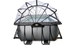 EXIT Black Leather basen 400x200x100cm z pompą filtrem piaskowym i kopułą - czarny