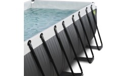 Basen EXIT Black Leather 400x200x100 cm z pompą z filtrem piaskowym i kopułą, czarny