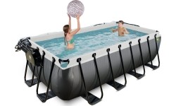 EXIT Black Leather basen 400x200x100cm z pompą filtrem piaskowym i kopułą - czarny