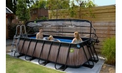 EXIT Black Leather basen 400x200x100cm z pompą filtrem piaskowym i kopułą - czarny