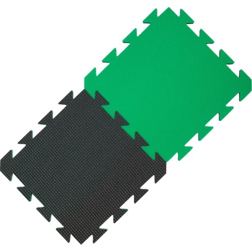 Piankowa wykładzina Puzzle podłogowe treningowe YATE - jasnozielono-czarna, 29x29x1,2 cm