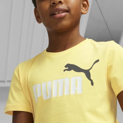 Koszulka młodzieżowa Puma Ess+ 2 Col Logo Tee żółta 586985 45