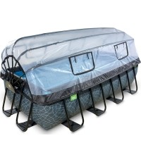 Basen EXIT Stone 400 x 200 x 100 cm z zadaszeniem, pompą z filtrem piaskowym i pompą grzewczą